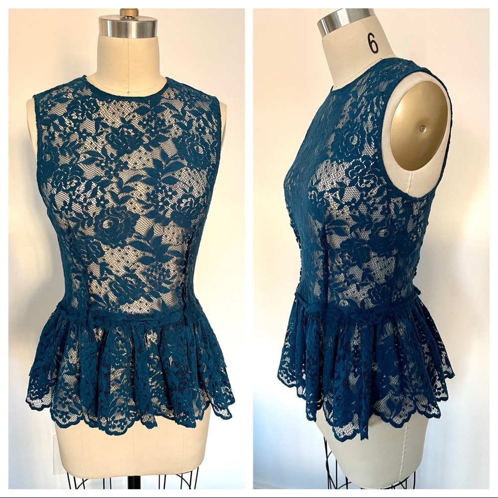 Zara sheer lace peplum top